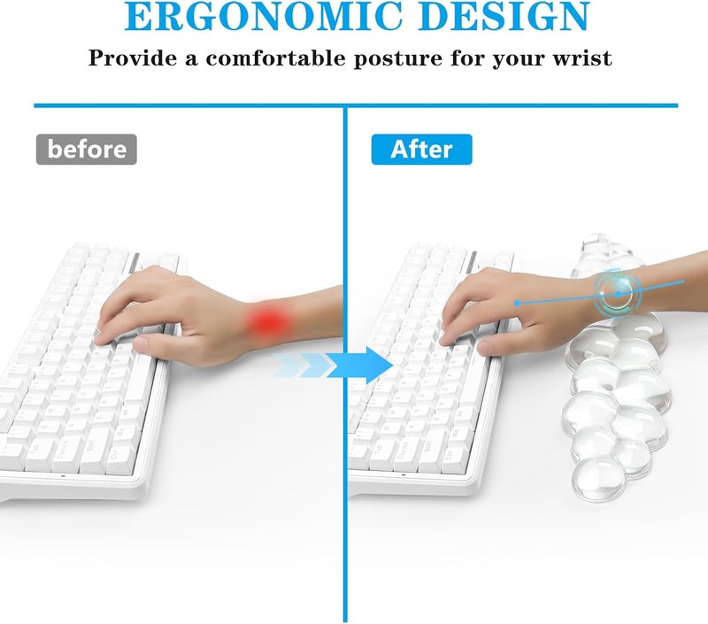 KEPUTAIER Gel Cloud Keyboard Wrist Rest, Cute Wrist Support and Arm Support Keyboard Rest for Keyboard Typing Pain Relief，Suitable for Office/Computer/Laptop/Gaming（Keyboard Wrist Rest White ） - Image 2